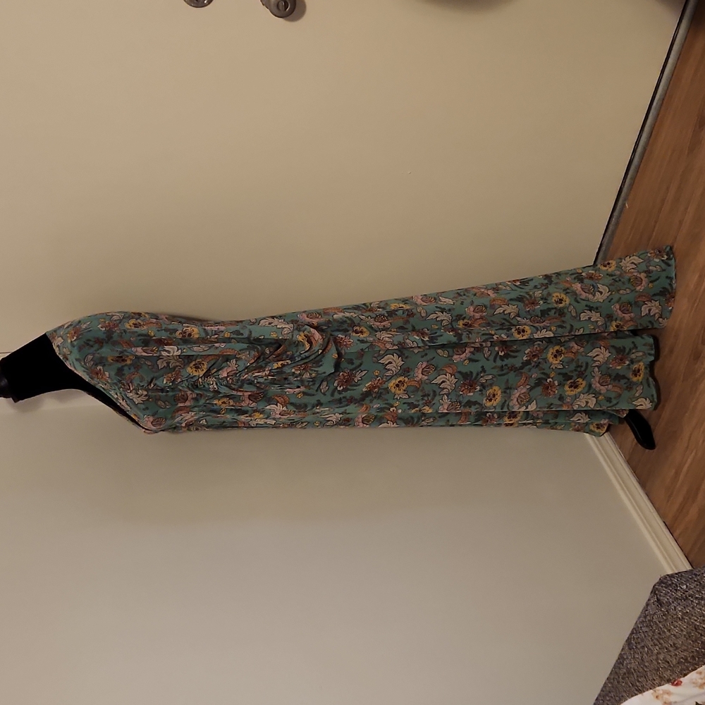 Free People green Long sleeve sheer floral fall Maxi Dress - Picture 9 of 13